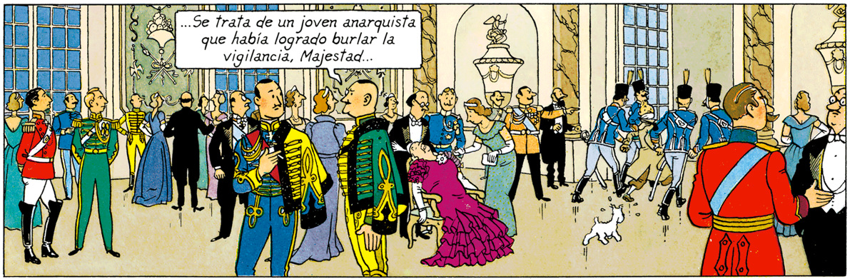 Hergé se dessine dans le Sceptre d'Ottokar - Tintn est mis dehors comme s'il était anarchiste